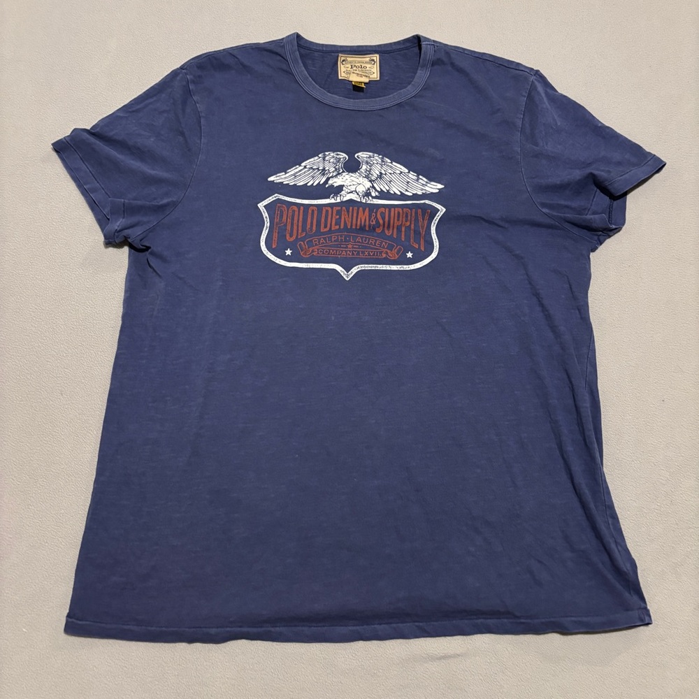 Polo Denim & Supply Ralph‎ Lauren Eagle Graphic T Shirt Men's XXL Navy Blue